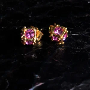 Cube Shape Golden Ear Stud