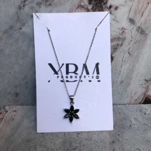 18KGP Blackstone Flower Pendant